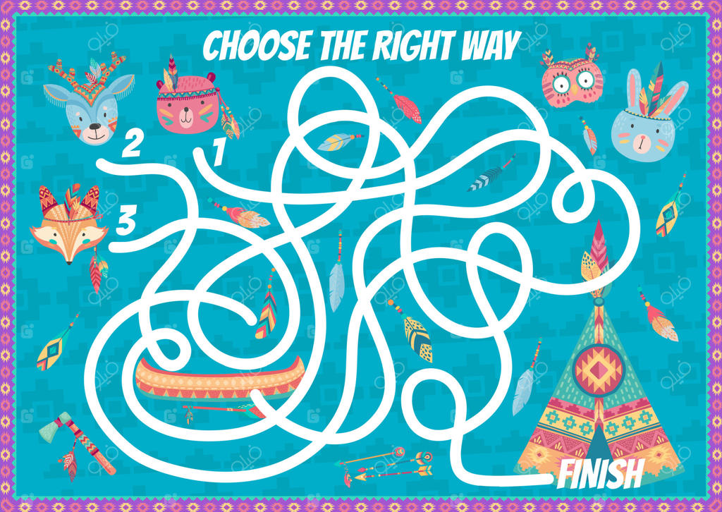 بازی مارپیچ کودکان با حیوانات کارتونی سرخپوستان