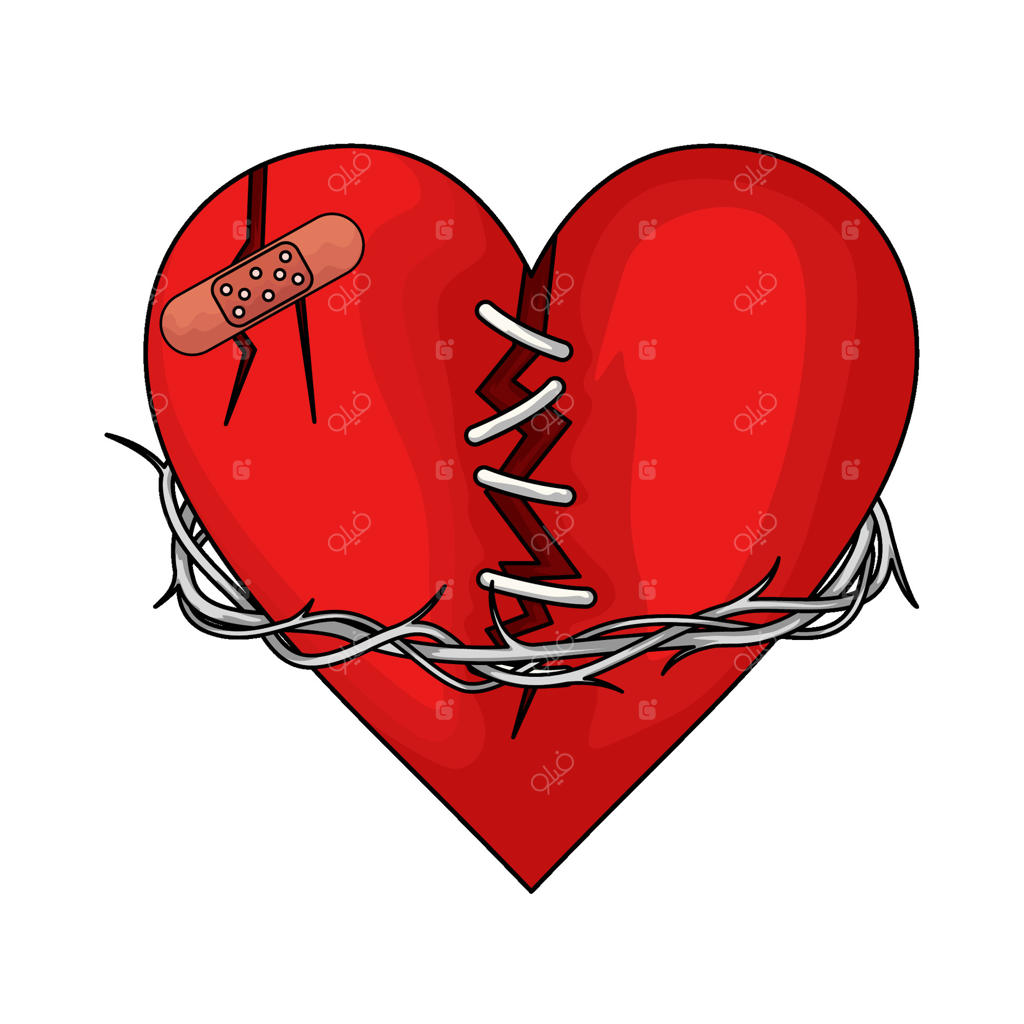 تصویر قلب قرمز دوخته‌شده