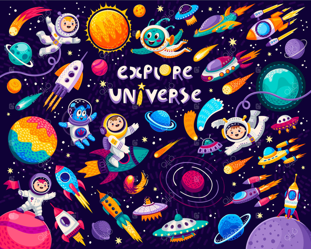 کودکان کارتونی، فضا و کهکشان، فضانوردان و سیارات