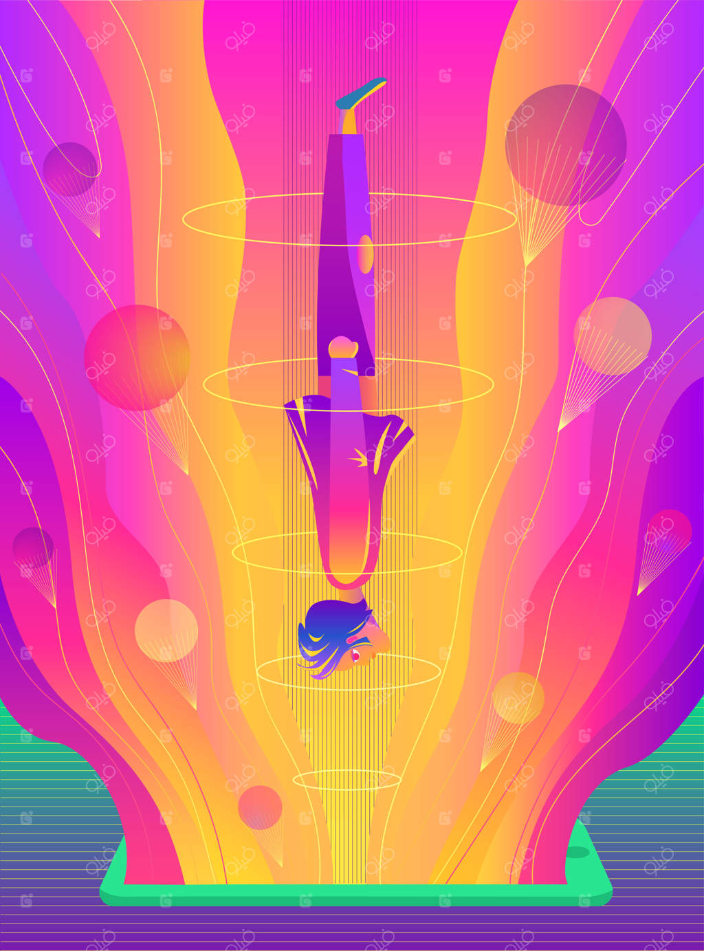 گرافیک برداری: مردی که اینترنت را جذب می‌کند وابستگی اطلاعاتی