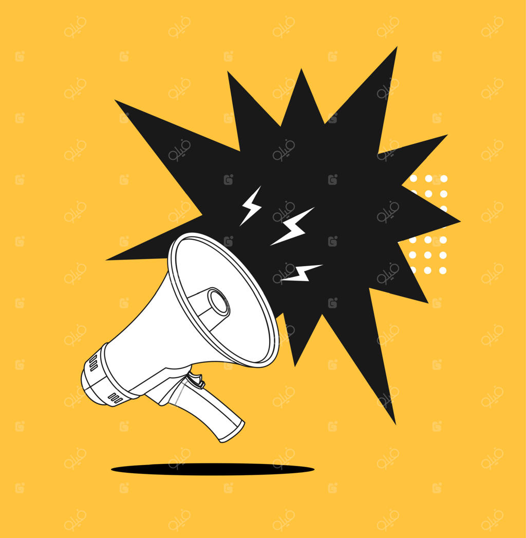 بنر تبلیغاتی با طرح خطی وکتور: مفهوم استفاده از مگافون در تبلیغات