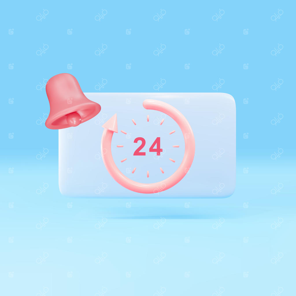 حباب گفتاری سه‌بعدی و ساعت ۲۴ ساعته با پشتیبانی فلش برای خدمات چت و ساعات کاری