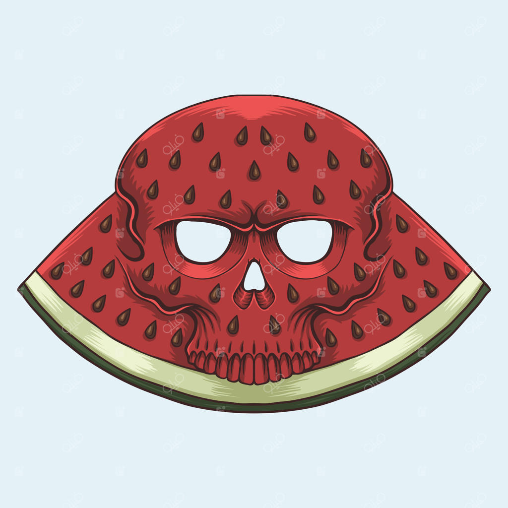 تصویرسازی هندوانه‌ای به شکل جمجمه