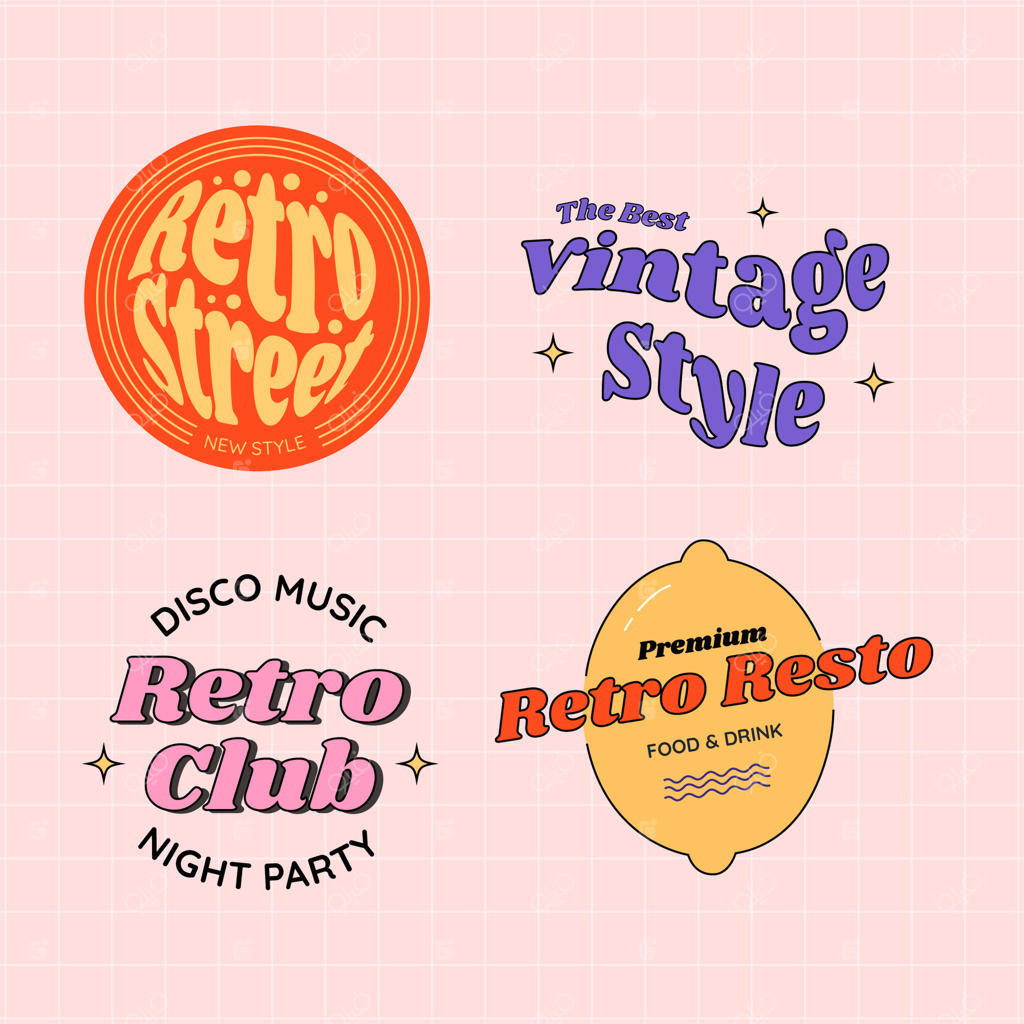 مجموعه قالب لوگوی دستی به سبک رترو