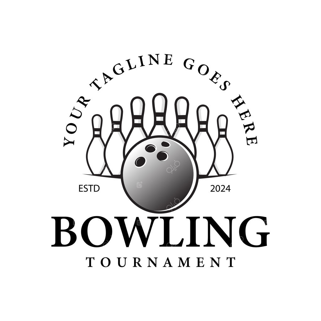 مسابقه بولینگ کلاسیک: نمادها و آیکون‌ها. تصویر توپ و پین‌های بولینگ.