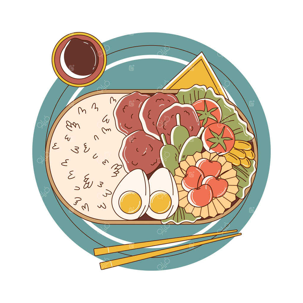 تصویرسازی دستی جعبه بنتو