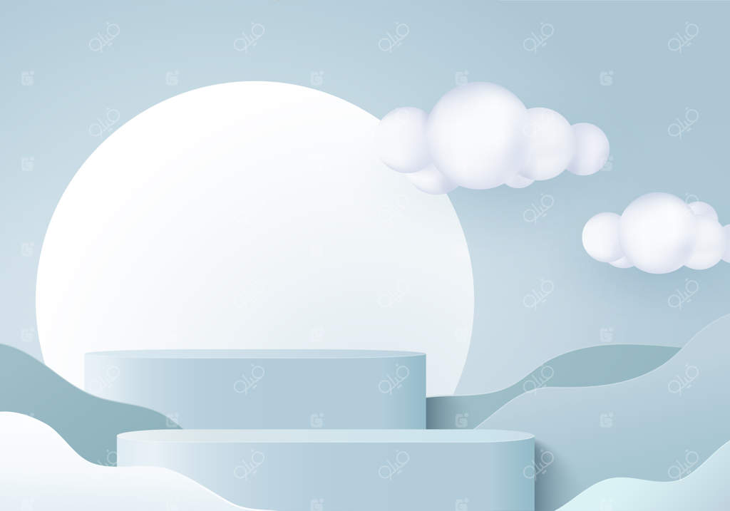 پس‌زمینه رندر سکوی آبی سه‌بعدی