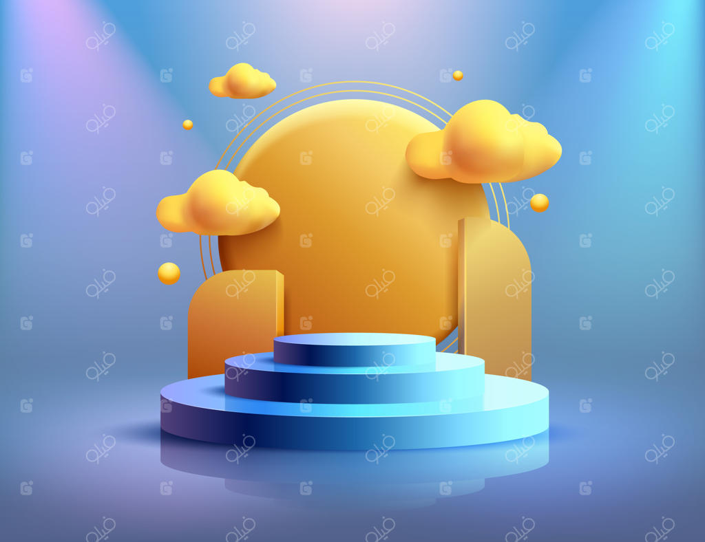 پلتفرم صحنه با نورپردازی و دکور پس‌زمینه برای جایزه – وکتور