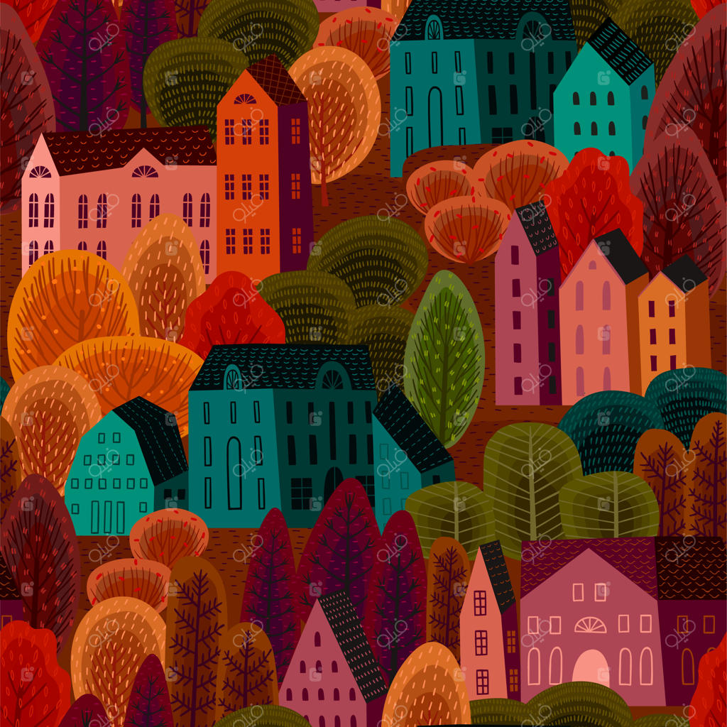 الگوی یکپارچه با شهر پاییزی