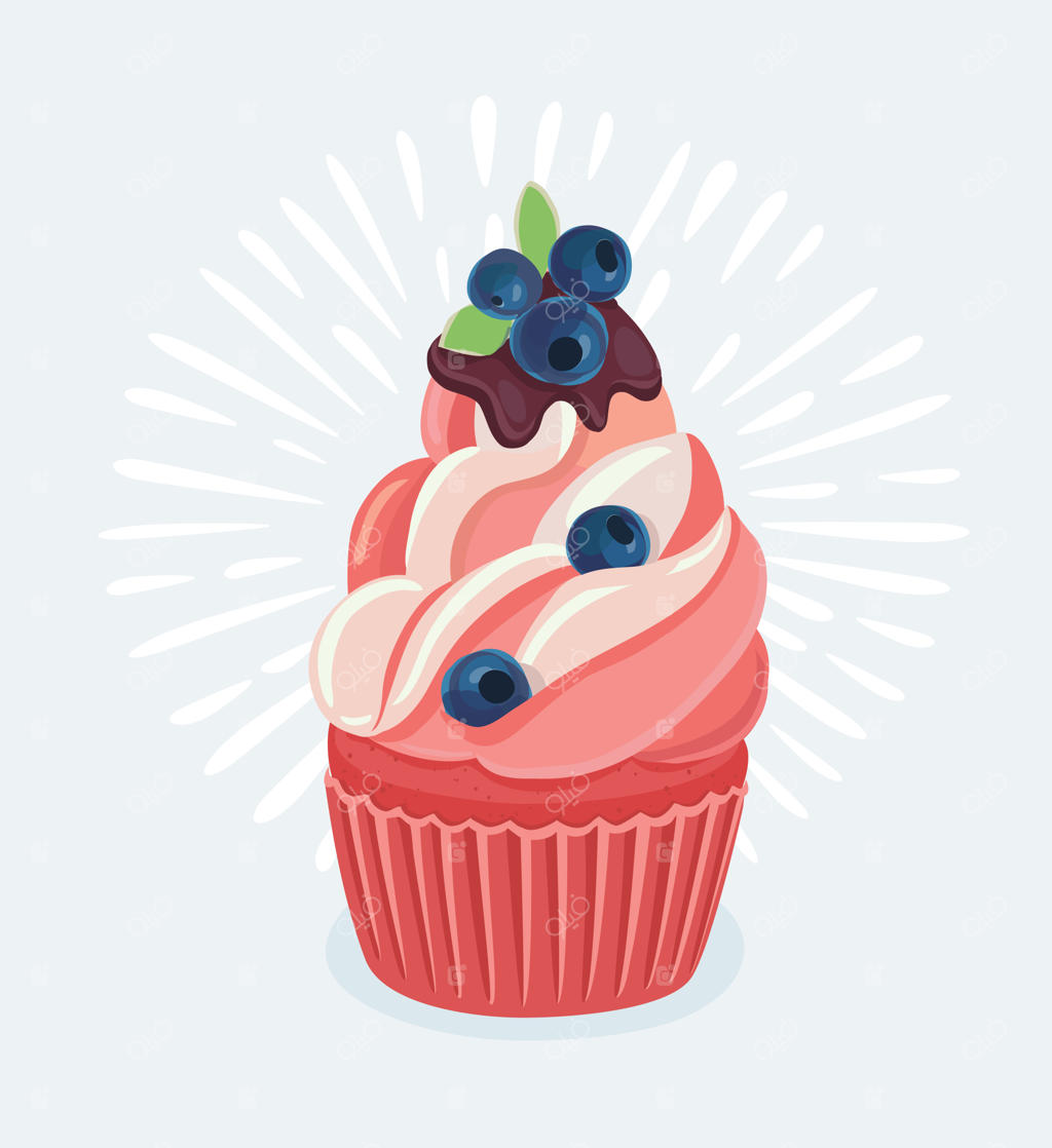 کاپ‌کیک‌های لیمو و بلوبری با فراستینگ پنیر خامه‌ای و بلوبری تازه بر روی میز چوبی در یک روز آفتابی.