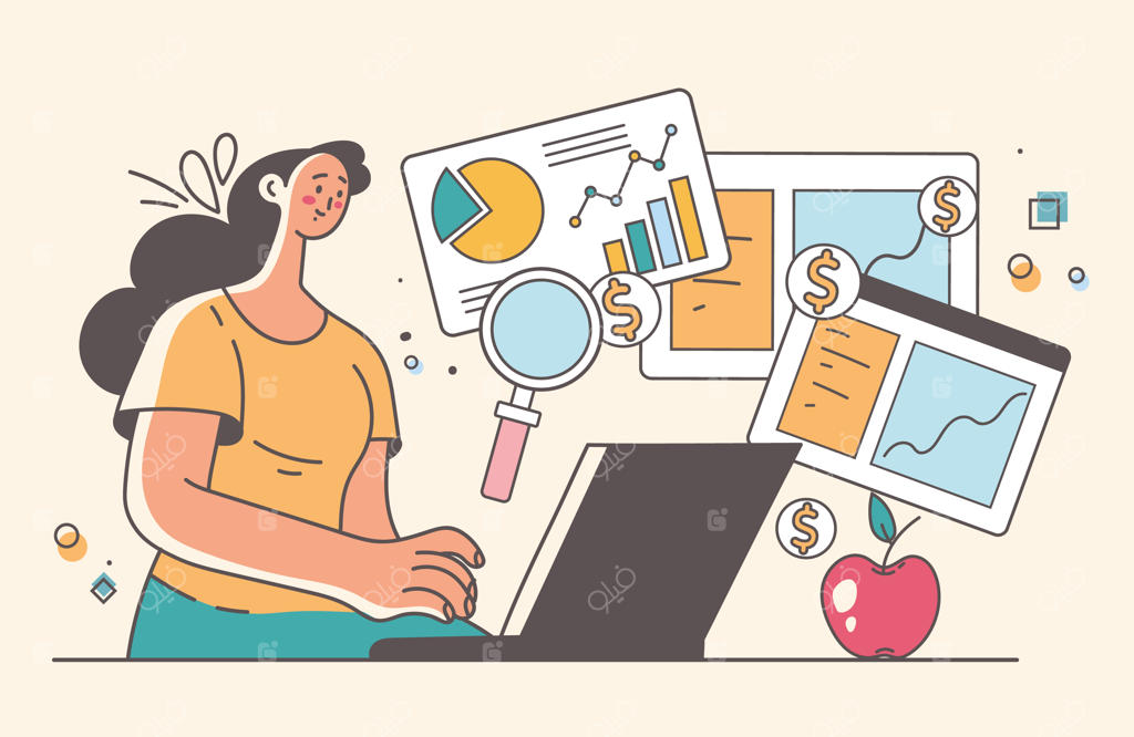 داشبورد تجزیه و تحلیل داده‌ها: گزارش مالی، رصد بازار و استراتژی کسب و کار - مفهوم انتزاعی