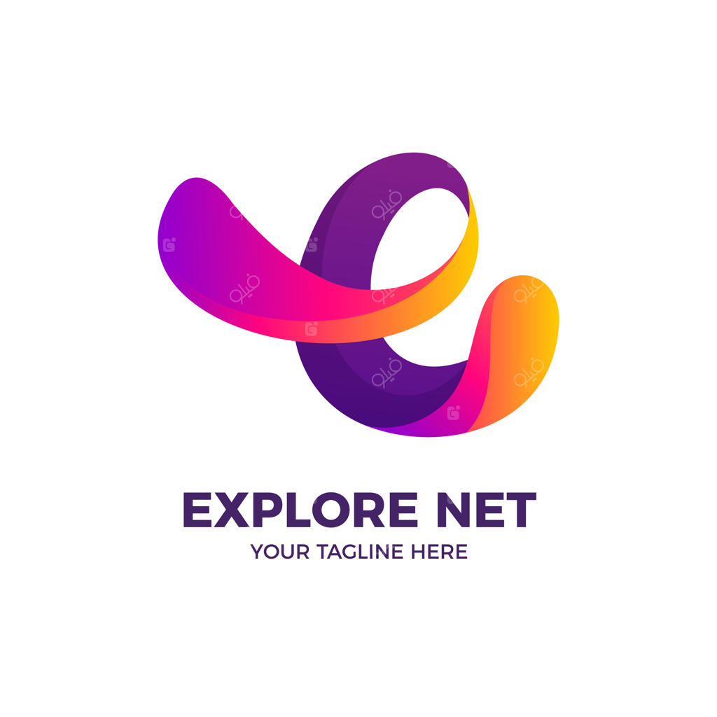 قالب لوگوی انتزاعی حرف e با استایل گرادینت