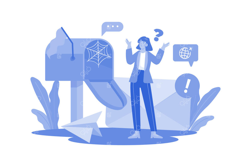 تصویرسازی مفهومیِ «ایمیل ممنوع» با پس‌زمینه سفید