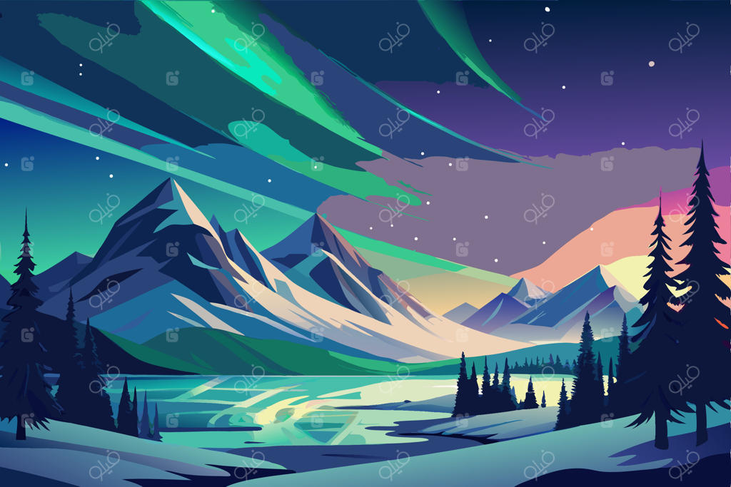 تصویری از شفق قطبی در آسمان