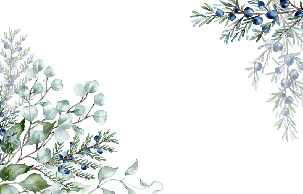 طراحی شیک برگ‌ها و توت‌ها به سبک آبرنگی