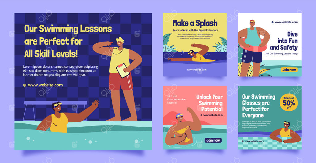 مجموعه پست‌های اینستاگرام برای آموزش و یادگیری شنا