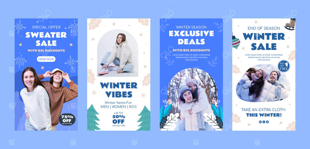 مجموعه استوری‌های اینستاگرام برای مهمانی زمستانی