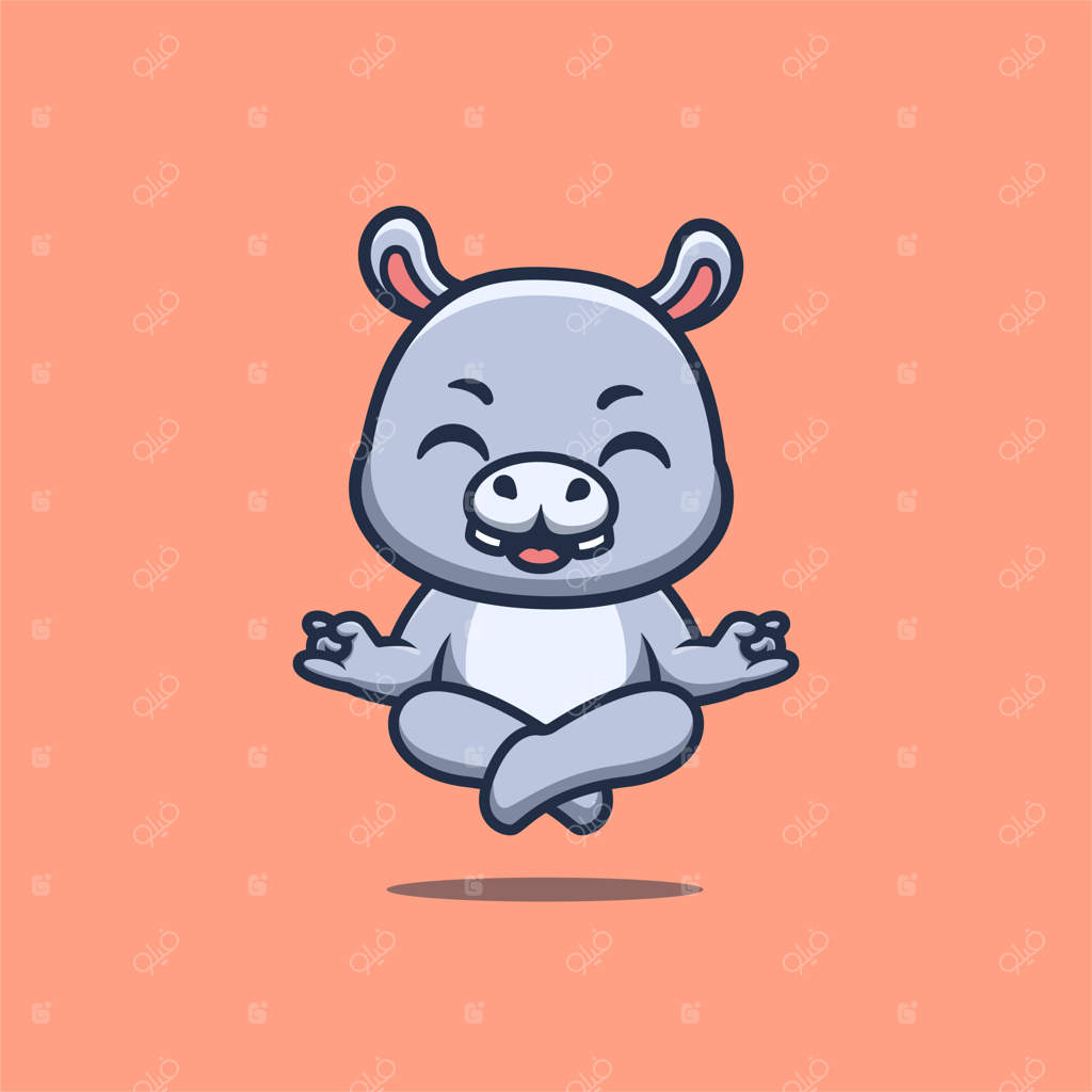 لوگوی خلاقانه و بامزه هیپوی مدیتیشن کلاسیک و کارتونی