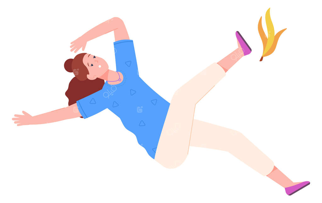 زن لیز خوردن روی پوست موز و افتادن شخص