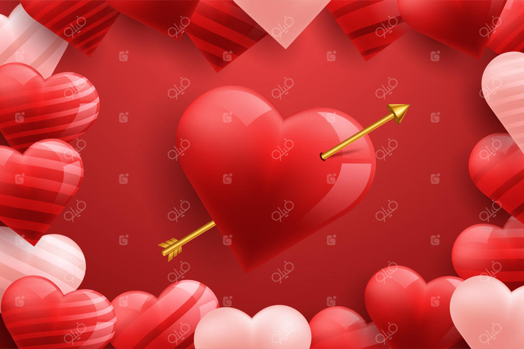 کارت تبریک ولنتاین با بادکنک قلبی قرمز