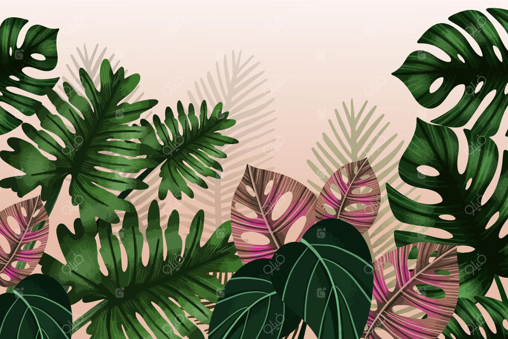 کاغذ دیواری با طرح نقاشی دیواری گرمسیری