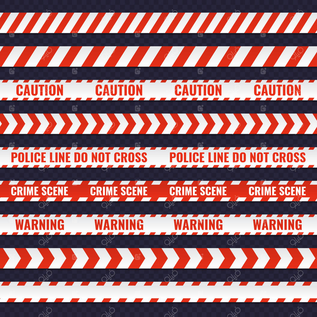 مجموعه نوارهای پلیس قرمز و سفید یکپارچه