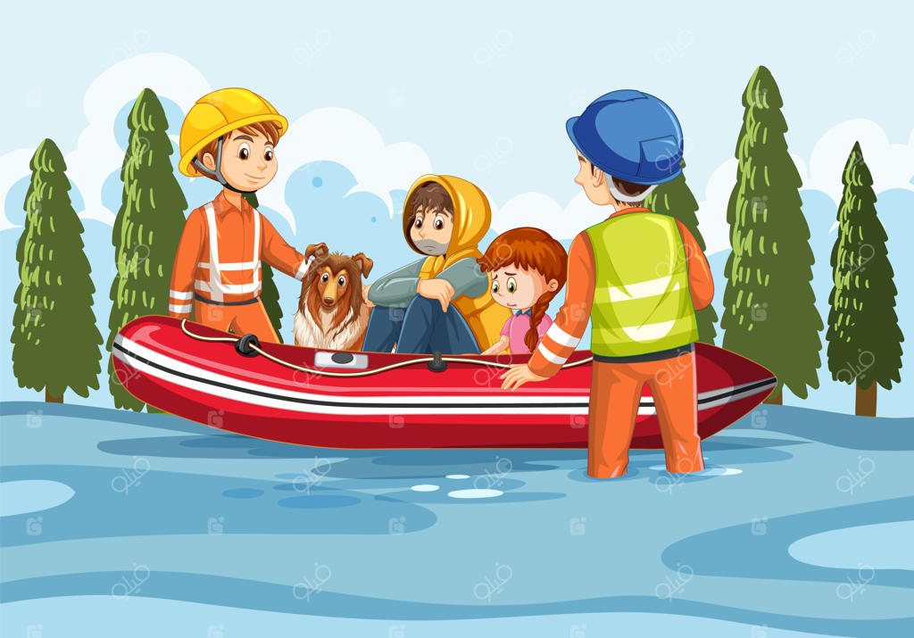 نجات بازماندگان سیل نشسته در قایق بادی