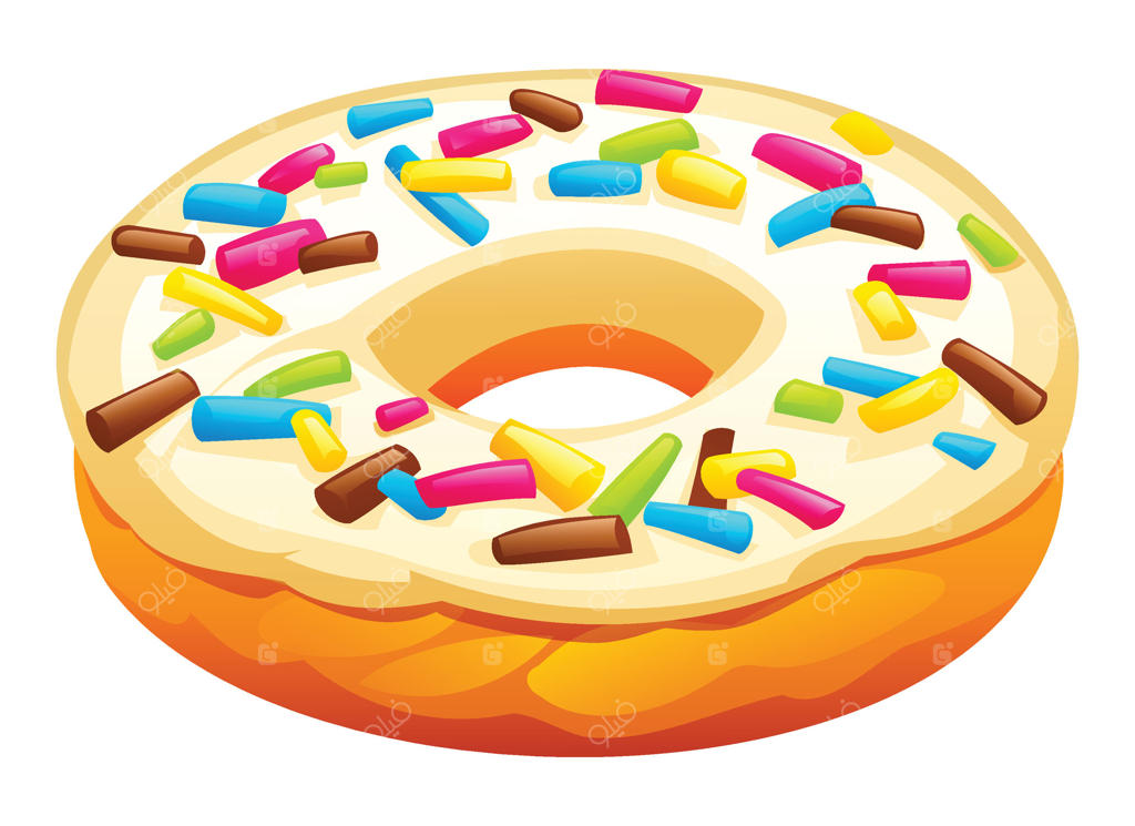 تصویر حرفه‌ای وکتور دونات با تزئینات رنگارنگ جذاب و خوشمزه