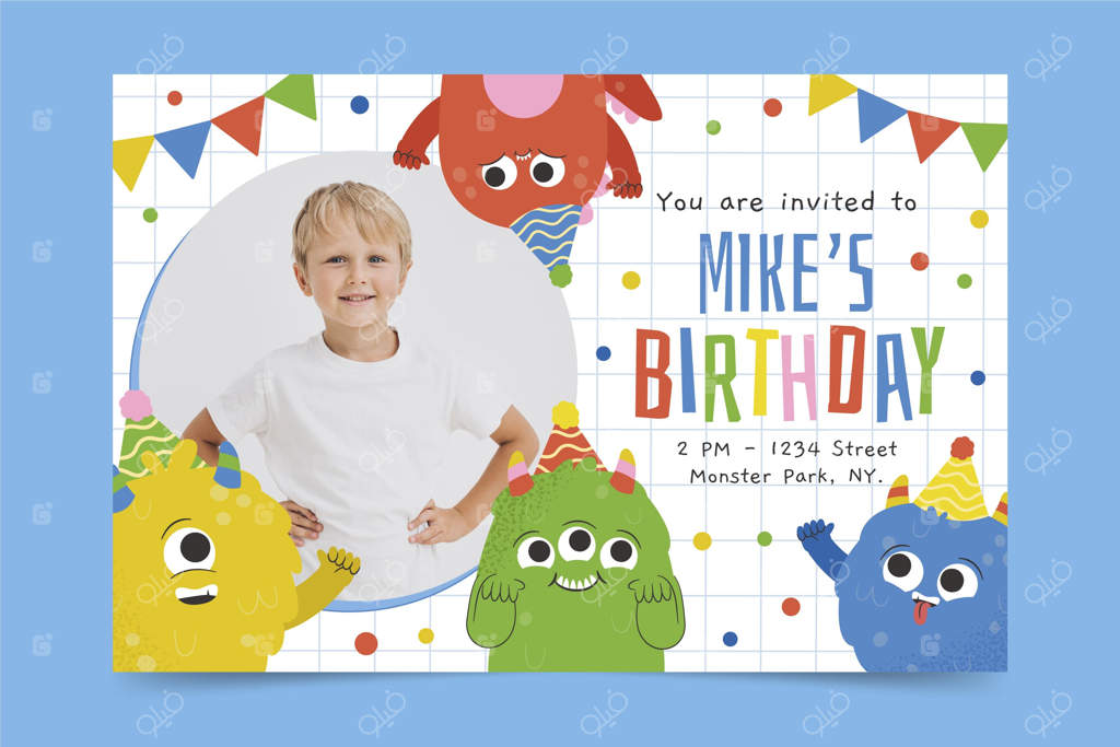 پترن دعوت‌نامه تولد هیولا با عکس