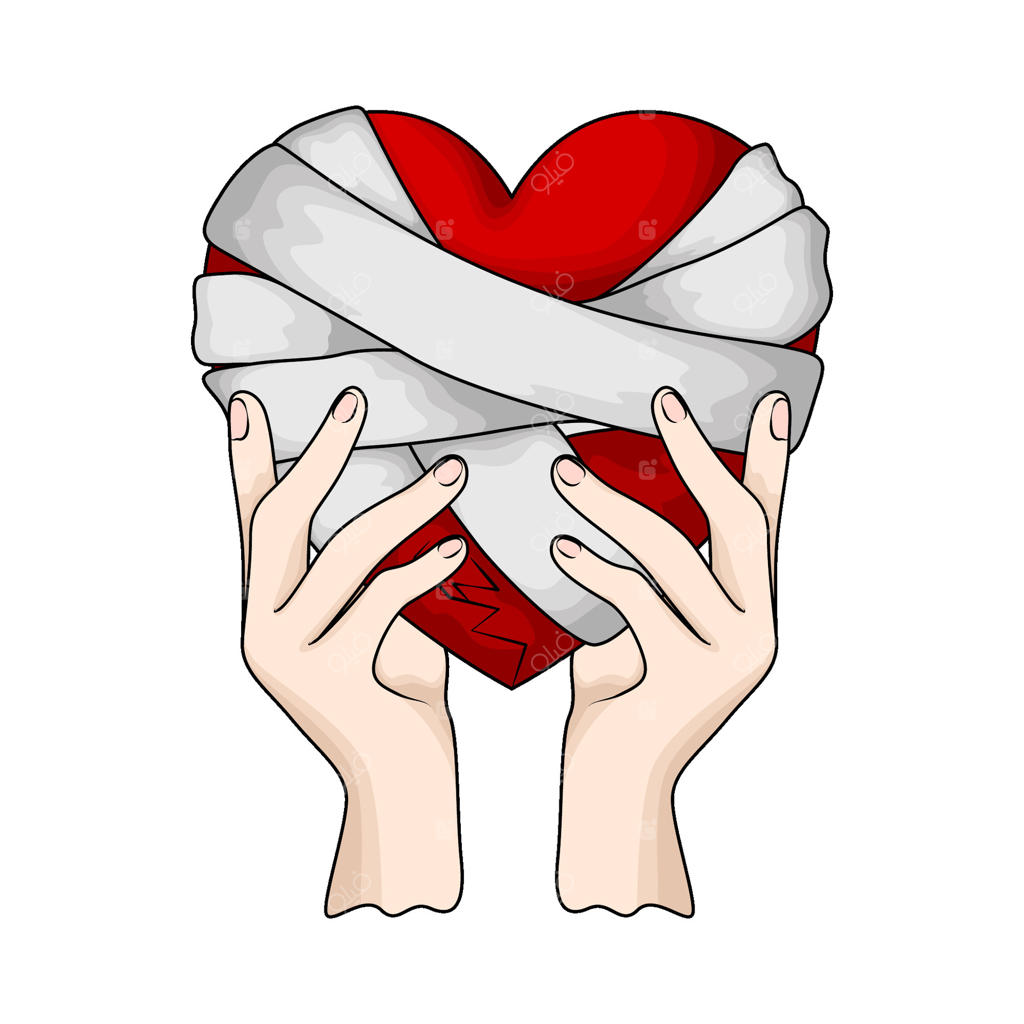 دستی با قلب‌های باندپیچی شده