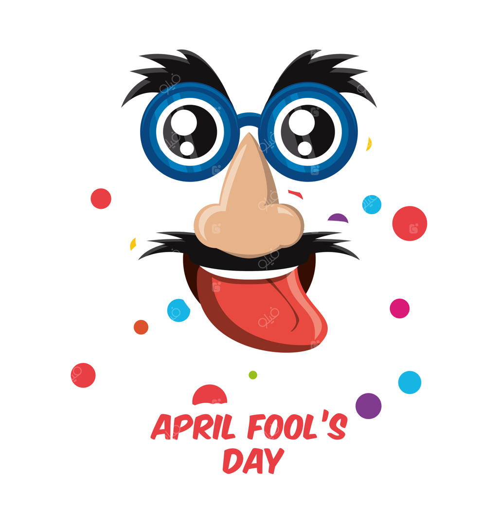 طرح دروغ اول آوریل با آیکون صورتک خنده‌دار