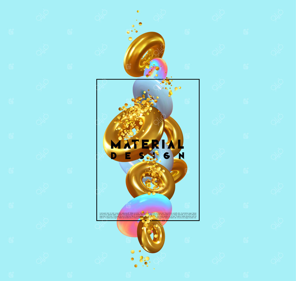 پس‌زمینه انتزاعی با اشکال و اشیاء سه‌بعدی. پوستر طراحی خلاقانه، هنر مینیمال مدرن. الگو با اشکال هندسی. عناصر طراحی با دید ایزومتریک واقعی. تصویر برداری