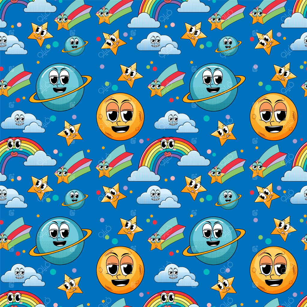 پس‌زمینه‌ی یکپارچه با ستاره‌ها و رنگین‌کمان