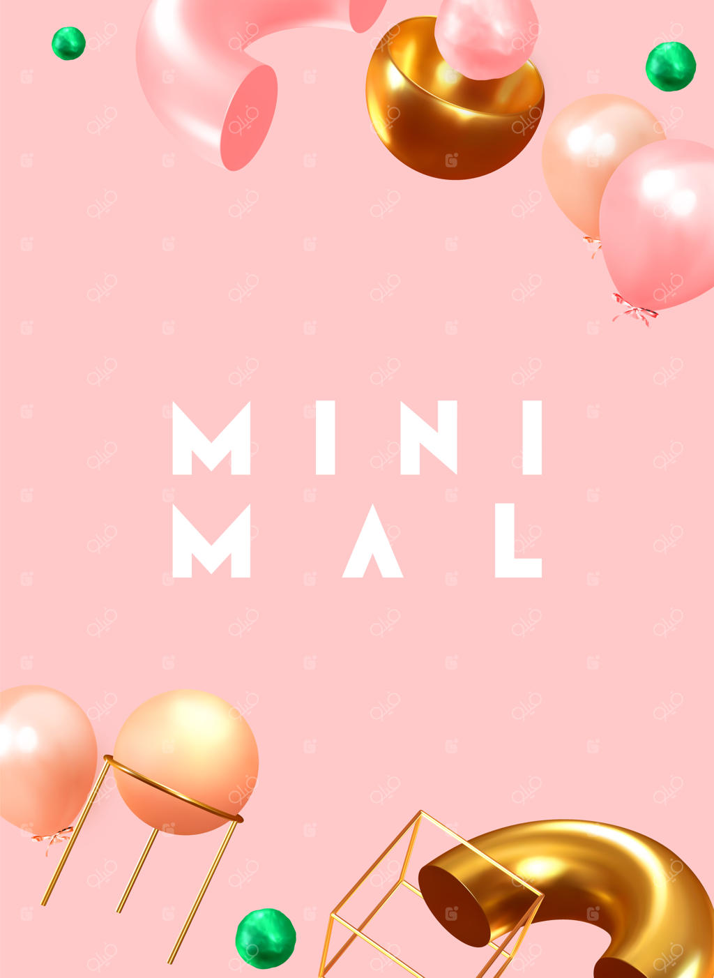 پس‌زمینه جشن با بادکنک‌های هلیومی و اشیاء هندسی سه‌بعدی. جشن تولد، پوستر، بنر و سالگرد خوشحال. فضای خالی برای متن. بادکنک‌های برداری به رنگ صورتی. قالب کاور، بنر و پوستر.