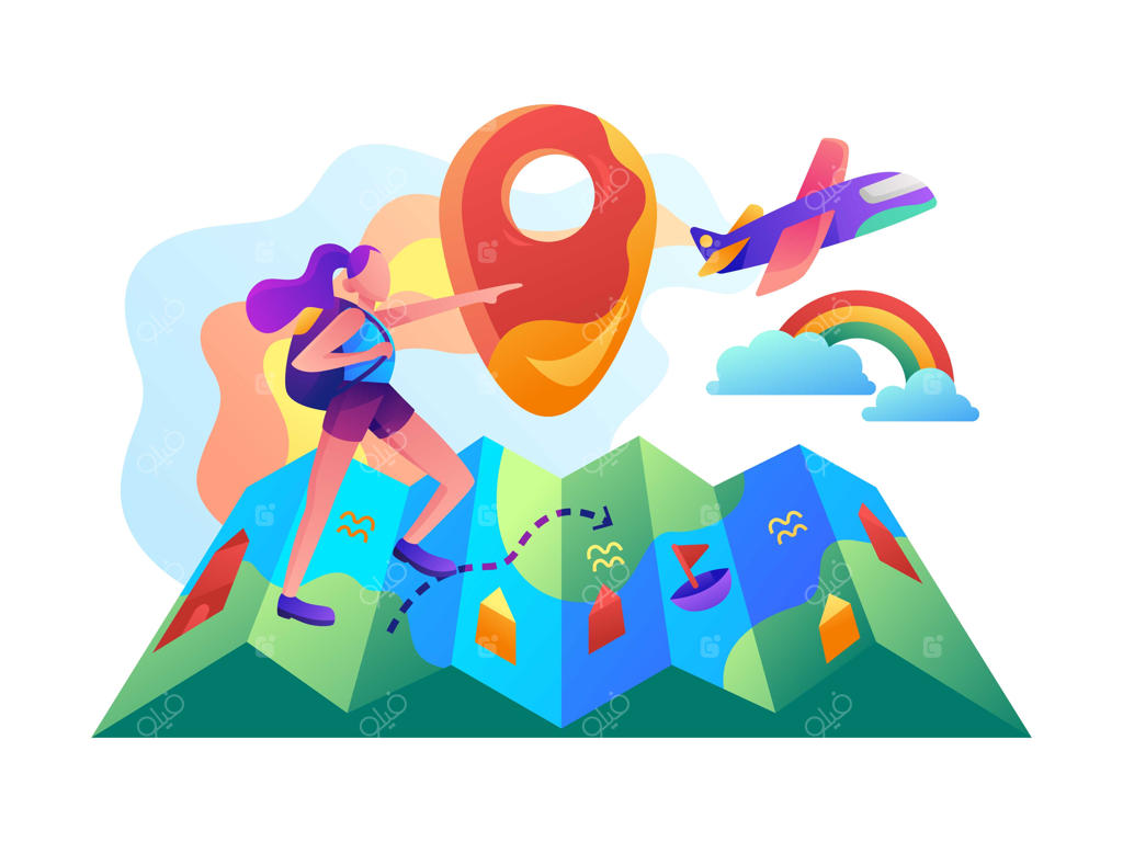 دختری در جستجوی مقصد - تصویرسازی وکتور ساده
