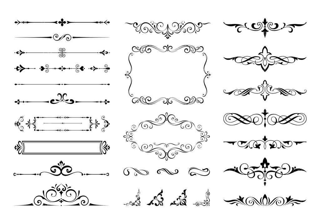 مجموعه جداکننده‌های تزئینی صفحه و المان‌های طراحی رترو