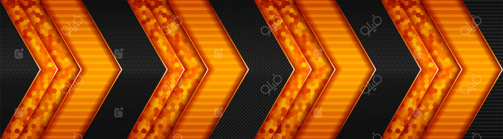 فناوری انتزاعی تیره با بنر نورانی نارنجی گرادیانت