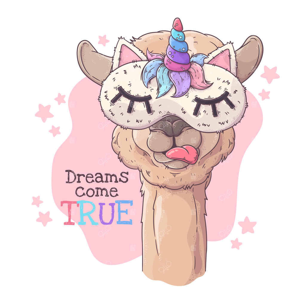 پرتره آلپاکای بامزه با ماسک خواب