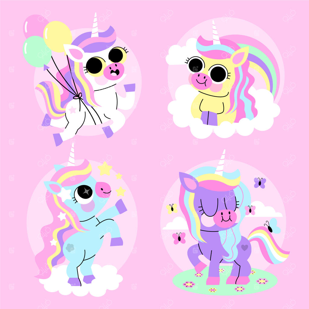 مجموعه استیکرهای فانتزی و بامزه یونیکورن