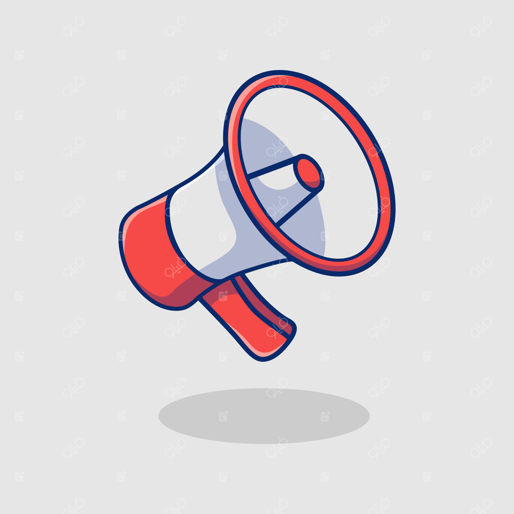 بلندگو قرمز و سفید خبر اعلام می‌کند