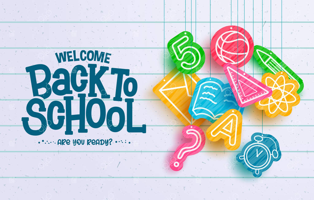 بازگشت به مدرسه: طراحی وکتور آموزش و نمادهای آموزشی آویزان