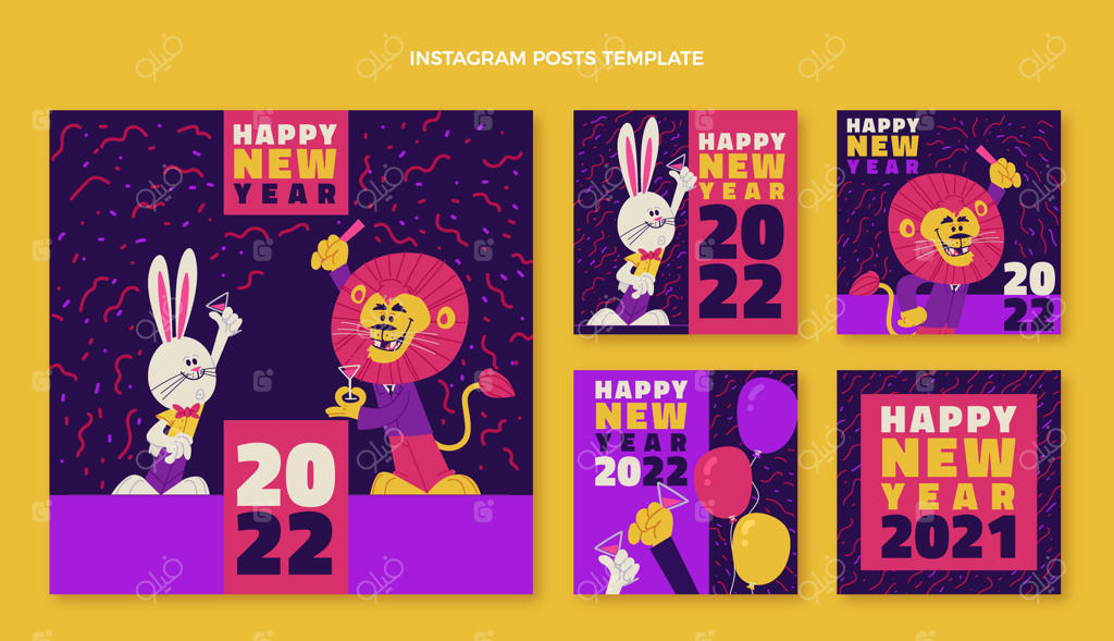 مجموعه پست‌های اینستاگرام سال نو با طراحی دستی