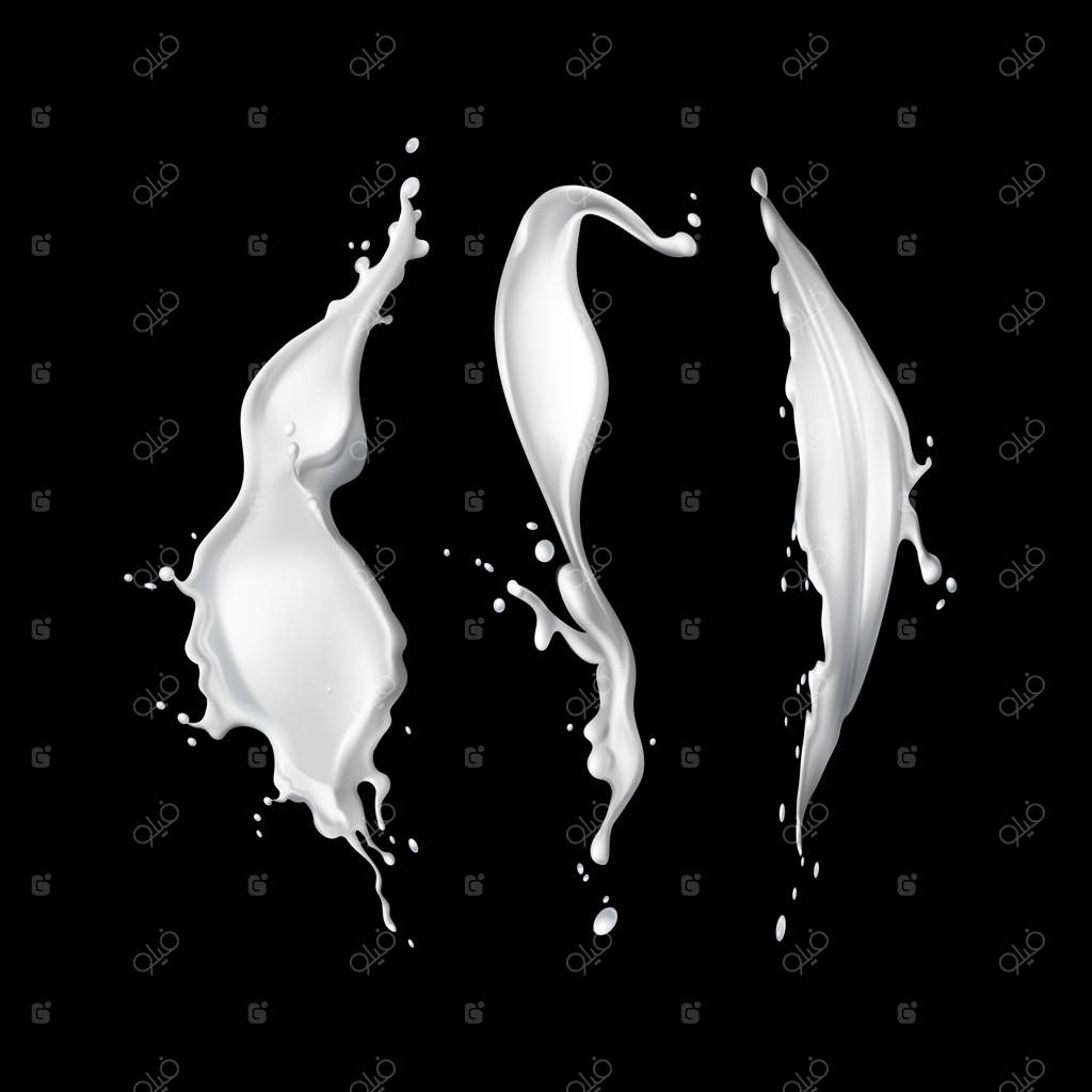 مجموعه‌ای از پاشش‌های واقعی شیر سفید