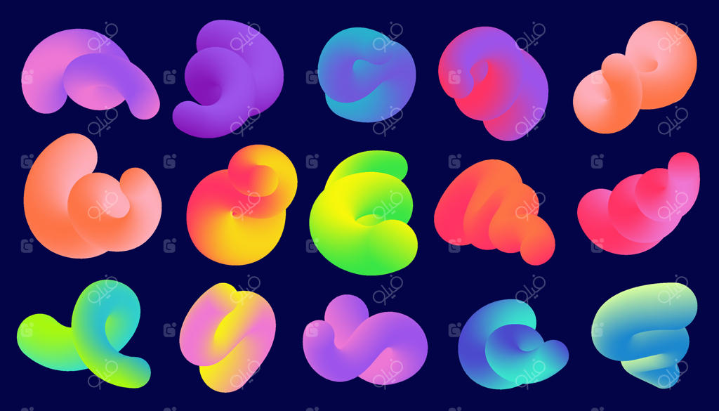 وکتور حرفه‌ای اشکال انتزاعی و گرادیان‌های رنگارنگ