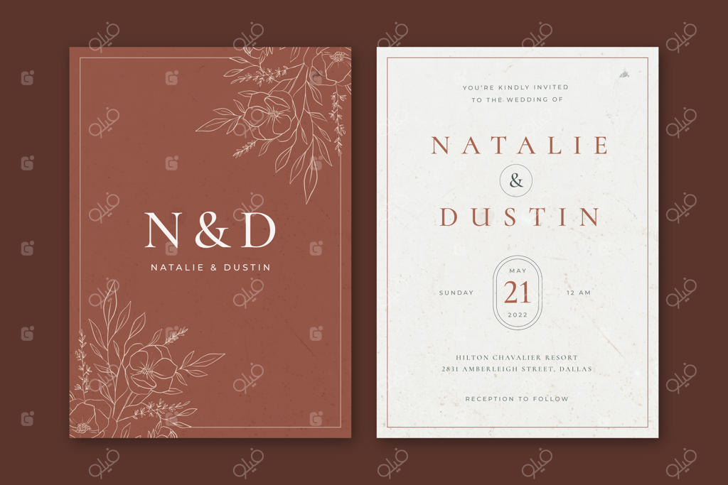 کارت دعوت عروسی با طراحی دست‌ساز و سبک روستایی