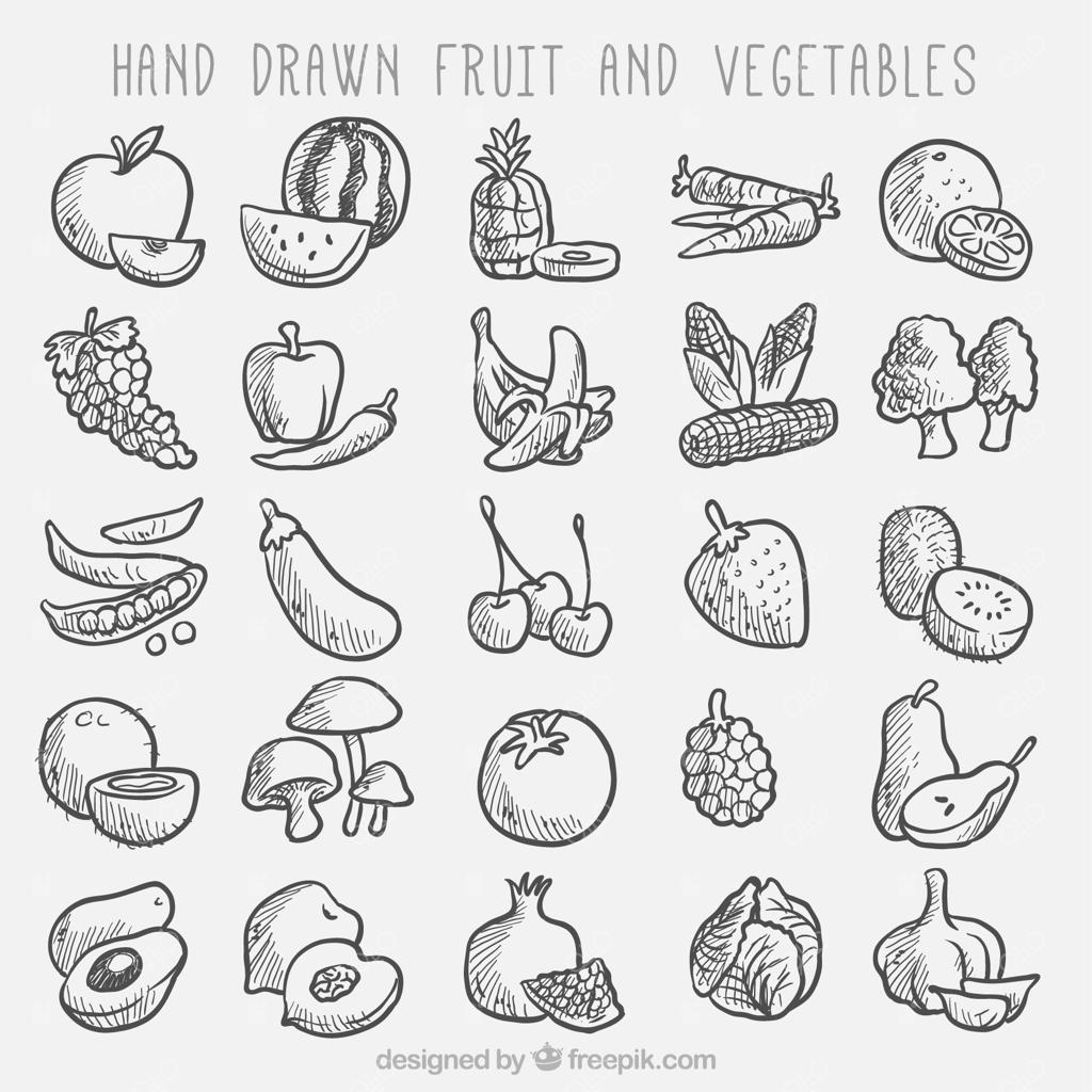 مجموعه طرح‌های میوه و سبزیجات