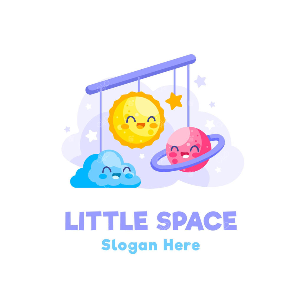 لوگوی کودکانه با تم فضایی جزئیات فراوان