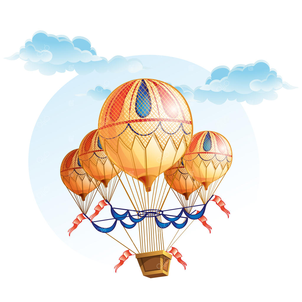 تصویر یک بالن هوای داغ در آسمان