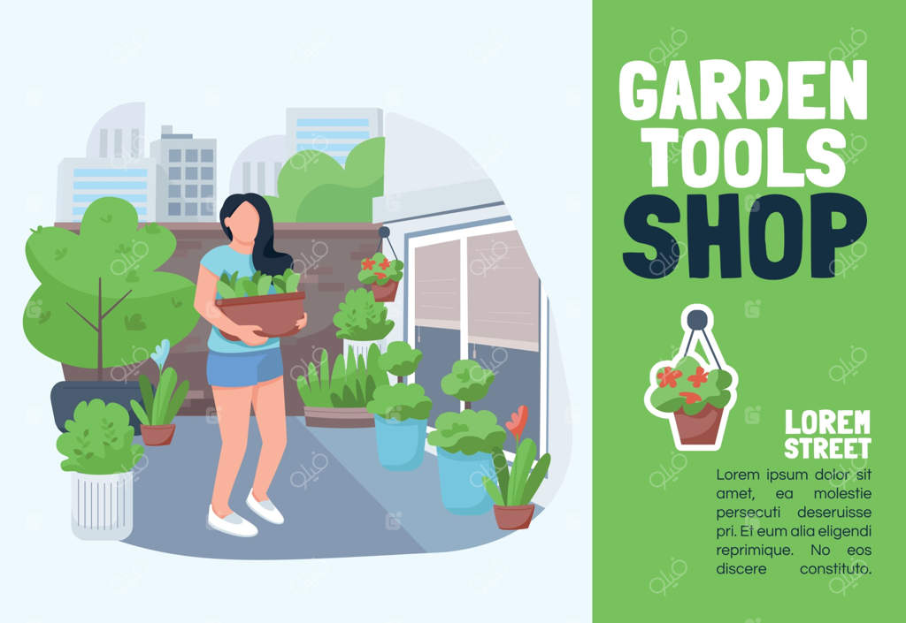 بنر فروشگاه ابزار باغبانی - قالب وکتور حرفه‌ای