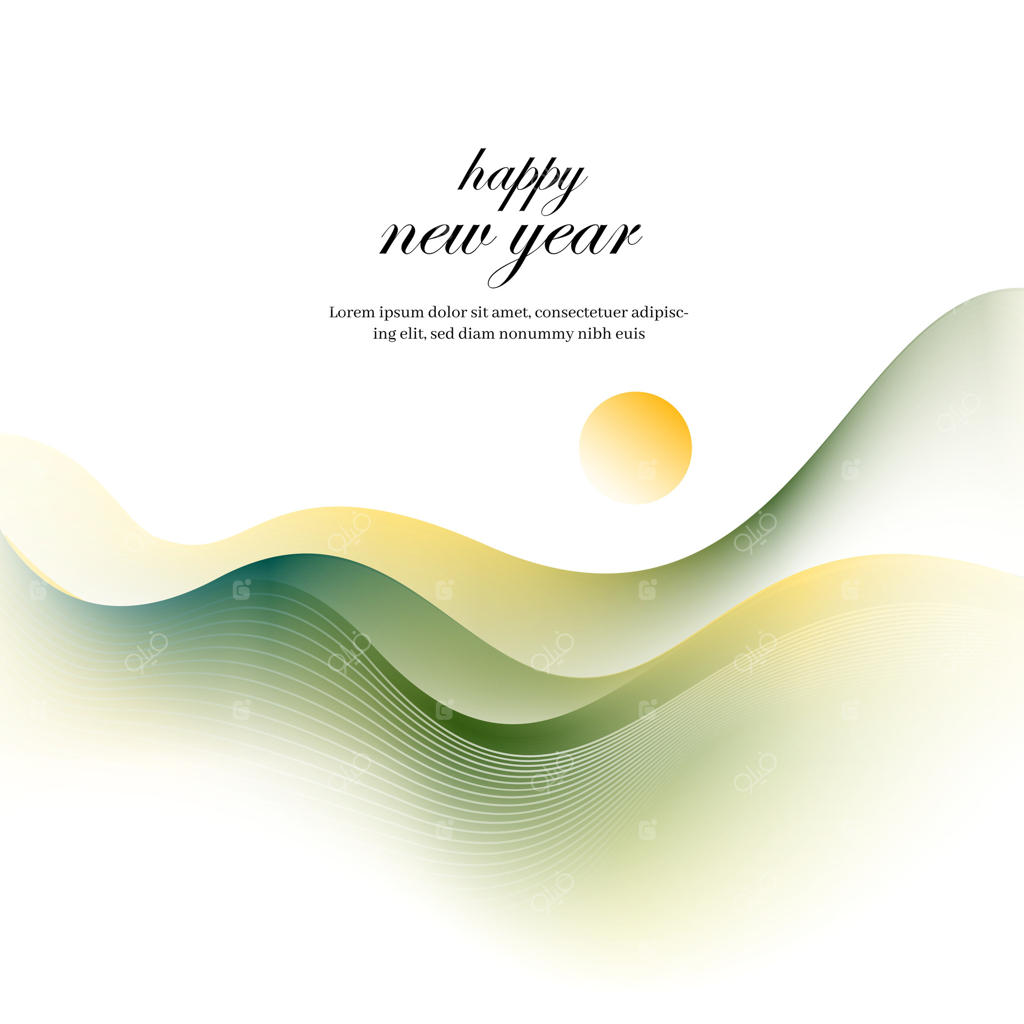 تصویر پس‌زمینه سال نو با امواج نارنجی و آبی